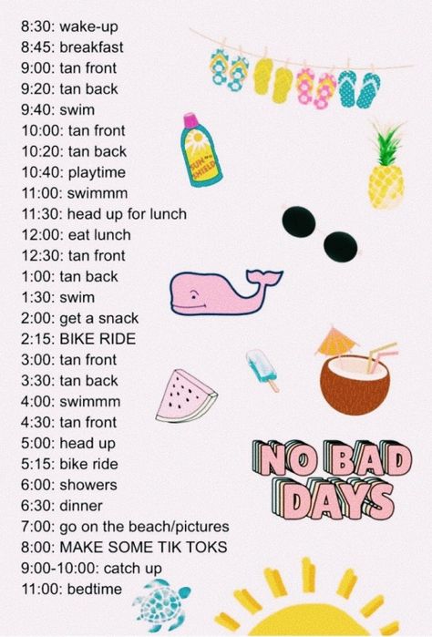 Tanning Schedule, Sleepover Plans, Summer Bucket List For Teens, Tanning Routine, Bucket List For Teens, Summer Checklist, Summer List, Summer Hacks, Summer Schedule