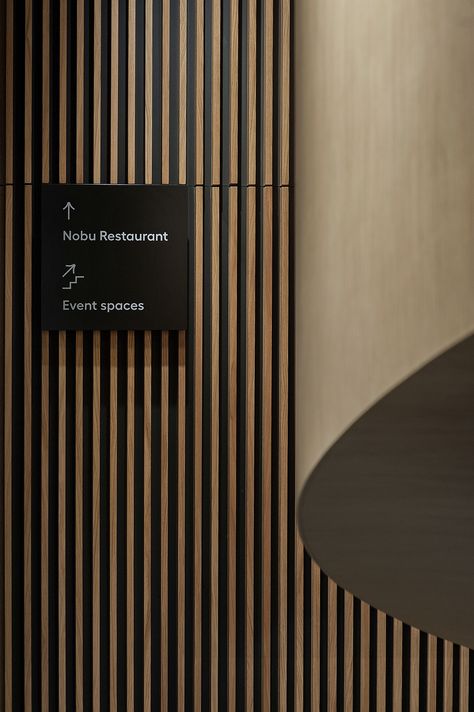 Internal Signage Design, Modern Office Signage, Luxury Signage Design, Hotel Wayfinding, Dental Design Interior, Nobu Hotel, Interior Signage, Hotel Signage, Room Signage