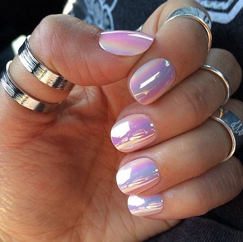 Nail Design Gold, Chrome Nail Colors, Ombre Chrome Nails, Coffin Acrylic Nails, Wedding Acrylic Nails, Pink Chrome Nails, Water Color Nails, Pretty Nail Colors, Milky Nails