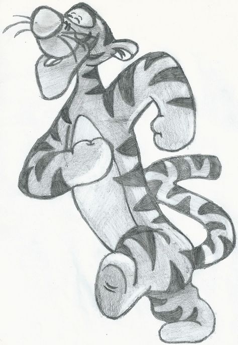 Tigger Tigger Drawings Sketches, Tigger Sketch, Tigger Drawings, Winnie The Pooh Drawing, Tigger Disney, Disney Character Drawings, Pencil Sketchbook, Baby Cartoon Drawing, Disney Drawings Sketches