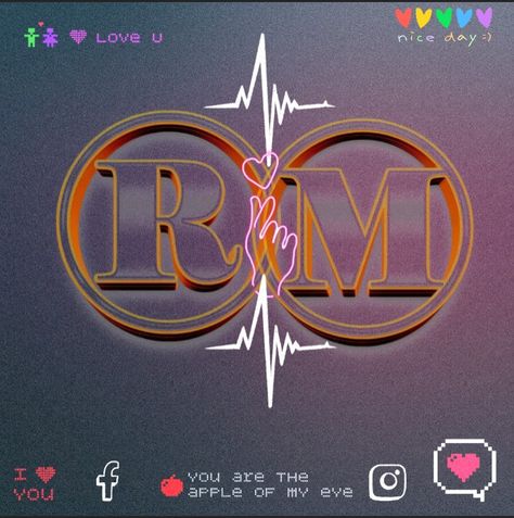 I love RM 😍😍💖💖 R Love M Images, Rm Name Wallpaper, Rm Logo, Whatsapp Dp Hd, Wallpaper Usa, Iphone Wallpaper Usa, Rm Style, Rm Wallpaper, Financial Prayers