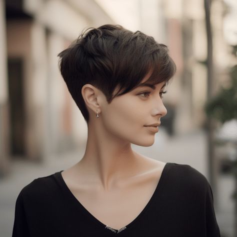 Really Short Bob Hairstyles, Pixie Haircut For 30 Year Olds, French Pixie Haircut Chic, Feminine Pixie Haircut Straight Hair, Pixie Hair With Bangs, Feminine Long Pixie Haircut, Mum Haircut, Chic Pixie Haircut, French Pixie