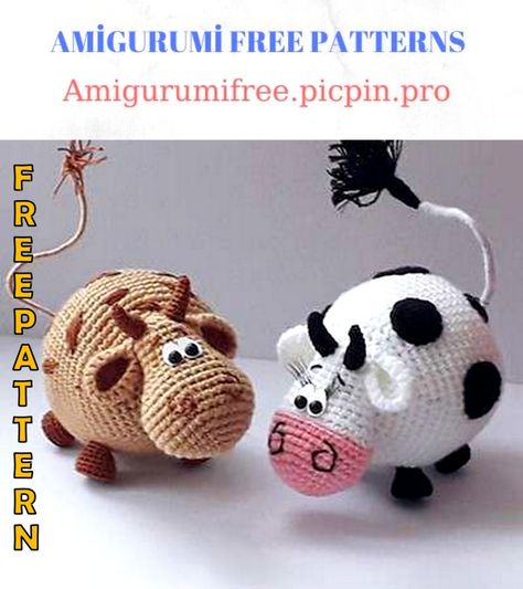 Crocheted Cow Pattern, Crochet Toys Free Patterns, Amigurumi Cow, Crochet Toys Free, Pola Amigurumi, Crochet Cow, Crochet Animals Free Patterns, Crochet Amigurumi Free Patterns, Crochet Amigurumi Free