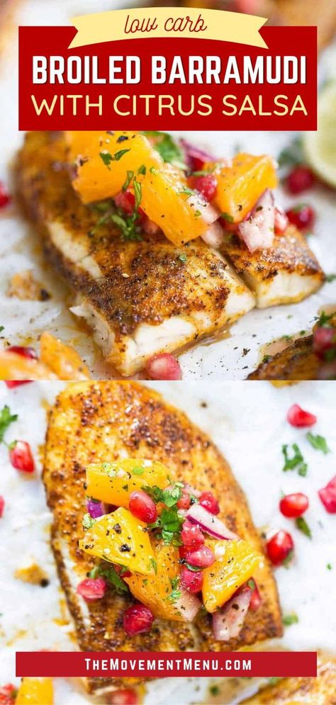 Citrus Salsa, Barramundi Recipes, 4th Of July Food, Paleo Fish Recipes, Paleo Fish, Easy Whole 30 Recipes, Easy Dinner Recipe, Summer Recipe, Meal Preparation