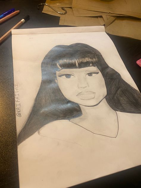 #nickiminajquotes #nickiminajcod #nickiminaj #nicki #drawing #drawingideas How To Draw Nicki Minaj, Nicki Minaj Sketch, Nicki Minaj Painting, Nicki Minaj Portrait Reference, Nicki Minaj Drawing Pencil, Nicki Minaj Drawing, Nicki Minaj Black And White Portrait, Nicki Minaj Quotes, Nicki Minaj