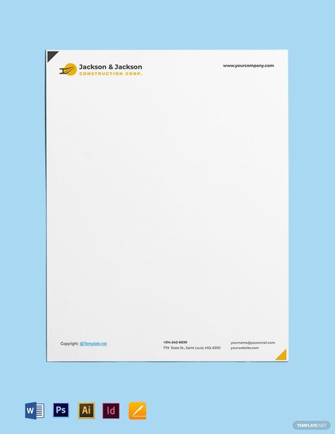 Letterhead Sample, Letterhead Template Word, Company Letterhead Template, Royalty Free Fonts, Professional Letterhead, Company Letterhead, Branding Tools, Business Letter, Construction Business