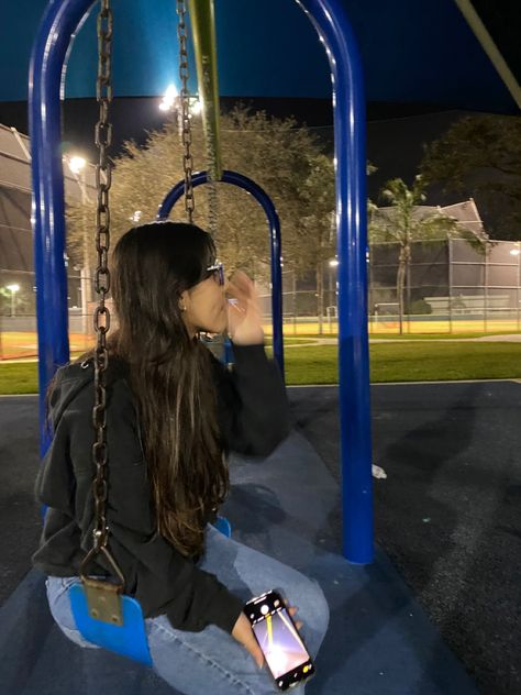 Playground Pose Ideas, Playground Picture Ideas, Park Playground Aesthetic, Swings Aesthetic, Playground Pics, Playground At Night, Playground Aesthetic, Playground Photography, Playground Pictures