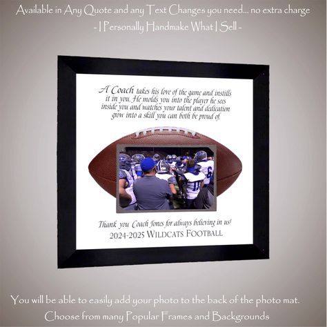 Custom Personalized Coach Appreciation Gift, Football Coach End of Season Thank You Gift from Team by PhotoFrameOriginals on Etsy Football Coach Gifts, Coach Appreciation, Coach Appreciation Gifts, Personalised Frames, Senior Night, Coach Gift, Personalized Football, Custom Football, Football Coach