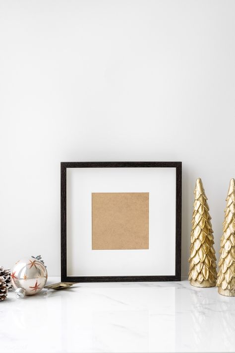 Golden Christmas Tree, Empty Frame, Post Frame, Frame Christmas, Christmas Mockup, Golden Christmas, Diy Photo Frames, Empty Frames, Mockup Frame