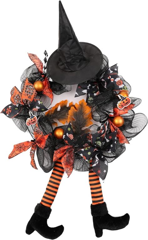 Amazon.com: Wlflash Halloween Wreath for Front Door Multi-Legged Witch Outdoor Decorations Outside Scary Signs Decor Large Black Clearance Hangers Decoration Orange Ornaments Wreaths Maple Leaf Party : Home & Kitchen Witch Halloween Wreath, Scary Signs, Orange Ornaments, Halloween Witch Wreath, Halloween Door Wreaths, Signs Decor, Witch Wreath, Pumpkin Door, Halloween Orange