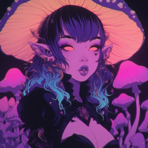 🍄 #darkfantasy #fae #elf #elves #fantasy #faecore #fantasy #fantasyart #fantasyillustration #darkfantasyart #mushrooms #mushroom #gothic #dark #neon #faeries #weirdcore #fantasycreature #elfgirl #mushroomart Neon Fairy Aesthetic, Neon Fairy, Mushroom Elf, Goth Pfp, Elves Fantasy, Drawing Faces, Fairy Aesthetic, Comic Style, Diy Clay Crafts