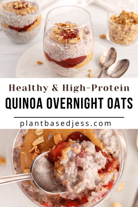 Overnight Quinoa Breakfast, Chia Seeds Plant, Oats Plant, Overnight Quinoa, Quinoa Oats, Quinoa Oatmeal, Quinoa Recipes Breakfast, Chia Puddings, Chia Overnight Oats