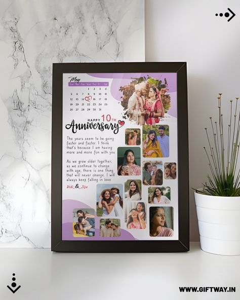 Keep your memories close! Select your design, share your 13 photos, year and date of the anniversary, and text, and get your custom frame from Giftway.in. 🖼️❤️ 💻 Visit our website for more designs: www.giftway.in 📲 WhatsApp us for custom orders: 7303-8863-16 #giftway #love #photoframe #customgifts #personalisedframes #gift #birthdaygift #anniveresygift Single Photo Frame Ideas, Wedding Gifts Ideas For Couple, Anniversary Photo Frame Ideas, Anniversary Frame Ideas, Gift Ideas For Anniversary, Anniversary Gift Ideas For Her, Anniversary Photo Frame, Baby Birthday Banner, Baby Photo Collages