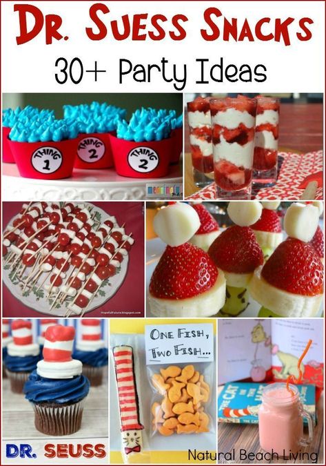 Seuss Food Ideas, Food Games For Kids, Seuss Snacks, Dr Seuss Snacks, Bookworm Party, Party Ideas Games, Doctor Suess Birthday, Dr Seuss Party Ideas, 1st Birthday Party Games