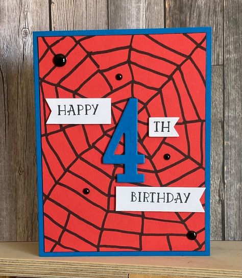 Stampin Up Number of Years stamps and dies Superhero Birthday Card Diy, Superhero Birthday Cards Handmade, Spiderman Card Birthday, Spider Man Birthday Card Ideas, Marvel Birthday Cards Diy, Marvel Cards Birthday, Spiderman Birthday Cards Handmade, Birthday Card Spiderman, Spider Man Cards Handmade