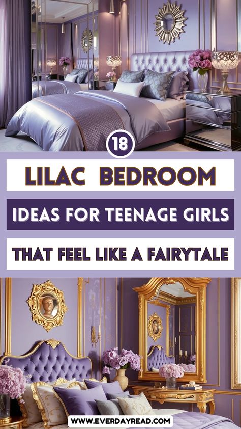 Purple And Gold Bedroom, Lilac Bedroom Ideas, Lilac Bedroom, Purple Girls Room, Gold Bedroom, Teenage Girls, Bedroom Decor Ideas, Bedroom Aesthetic, Choose Colors