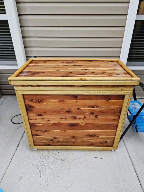 Chest Freezer Wood Cover, Diy Ice Chest, Cold Plunge Chest Freezer, Deep Freezer Cover Ideas, Chest Freezer Ice Bath, Old Chest Freezer Ideas Repurpose, Diy Chest Freezer Ice Bath, Diy Cold Plunge Tub Freezer, Deep Freezer Cold Plunge