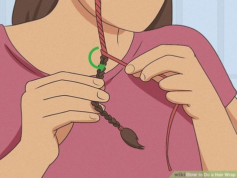 How to Do a Hair Wrap: 11 Steps (with Pictures) - wikiHow Hair Wrap Thread, Hair Wrap Curly Hair, Feather Quill, Overhand Knot, Fun Hair, Hippie Style Clothing, Hair Locks, Hair Wraps, Cut My Hair