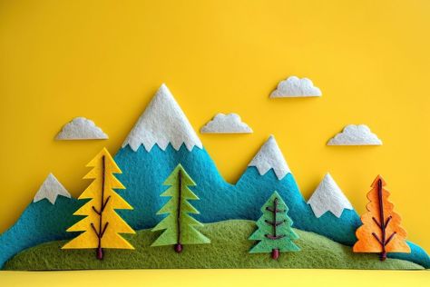 Photo of felt mountain art craft wall. | premium image by rawpixel.com / chu_chutima Felt Mountain, Craft Wall, Forest Mountain, Plant Tree, Mountain Art, Download Free Images, Tree Art, Free Design Resources, Art Craft