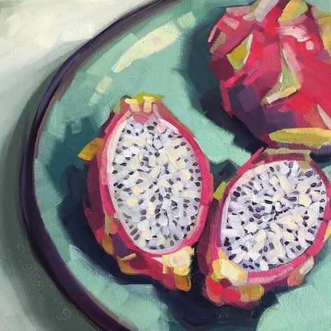 Fairy Garden Drawing, Dragon Fruit Tree, Painting On Hand, Ceramic Cafe, Life Drawing Reference, A Level Art Sketchbook, Fruit Wallpaper, Food Painting, Realism Painting