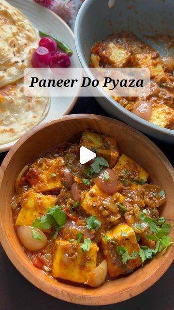 Reeta's Kitchen on Instagram: "Dhaba style Paneer Do Pyaza! Check the recipe for the special curd masala that makes it taste so good! As usual ingredients in the caption below! Comment what I should cook next! 🥳🌸 . . Ingredients For Paneer coating Paneer 300G Red chilli paste 1/4 tsp Salt Turmeric 1 pinch Kasuri methi 1 pinch Oil Turmeric For gravy Curd 75 Turmeric 1/4 tsp Cumin 1 tsp Black pepper 1/4 tsp Aniseeds 1/4 tsp Crushed coriander 1 tsp Cardamom 3 Large cardamom 1 Bay leaf 1 Cinnamon few pieces Cloves 4 Onion finely chopped 1 cup Ginger garlic paste 1 tsp each Kashmiri chilli paste 1 tsp Hing 1 pinch Tomatoes finely cut 2 Salt Coriander stems 1 tsp Kasuri methi Coriander leaves Fot tadka Ghee and coriander seeds Garlic ginger chopped 1 tsp each Red and green chillies Paneer Do Pyaza Recipe, Kashmiri Chilli, Kasuri Methi, Garlic Seeds, Ginger Garlic Paste, Chilli Paste, Paneer Recipes, Bay Leaf, Coriander Leaves