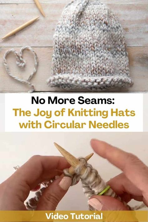 No More Seams: The Joy of Knitting Hats with Circular Needles Knit Hats On Circular Needles, How To Knit A Hat With Circular Needles, Helix Knitting, Circular Knitting Needles Patterns, Knitting A Hat, Knit Basics, Circular Knitting Patterns, Knitting In The Round, Knitting Crafts