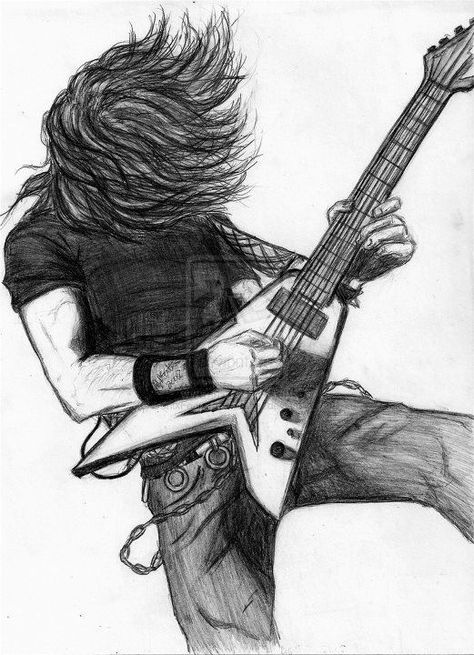 Rock Music, Drawing Ideas, Electric Guitar, Guitar, Drawings, Music, Hair