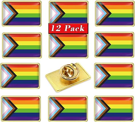 12/24/48/100/200 Pcs Inclusive Progress Pride Pin Rainbow Gay Flag LGBT Enamel Progressive Lapel Pins Bulk Decoration for Clothes and Bags Gifts Flag Lgbt, Lgbtq Clothing, Gay Flag, Flag Pins, Rainbow Decorations, Enamel Lapel Pin, Elements Of Style, Stick Pins, National Flag