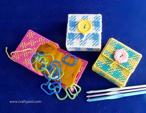 Plastic Canvas Stitch, Sewing Notions Organization, Canvas Stitch, Plastic Canvas Coasters, Plastic Canvas Stitches, Plastic Canvas Tissue Boxes, Plastic Canvas Patterns Free, Stitch Marker, Plastic Canvas Crafts