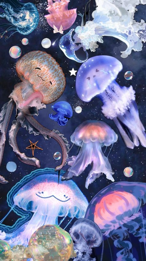 Jellyfish #jellyfish #wallpaper Sea Jellyfish, Jellyfish Pictures, Jellyfish Wallpaper, Aquarium Pictures, Sea Jellies, Blue Jellyfish, Jellyfish Art, Mermaid Aesthetic, Tanah Liat