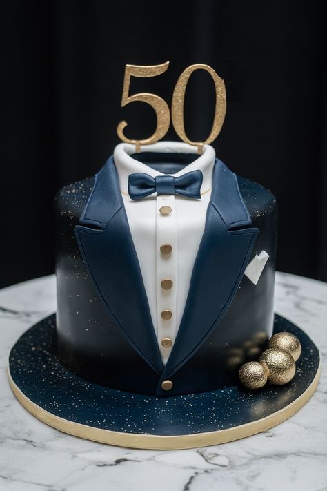 Refined Tuxedo Birthday Cake for Men – Elegant and Memorable Dads 50th Birthday Cake, 50 Years Birthday Cake Men, 50th Birthday Cake Ideas Men, 50th Birthday Cake For Men Dads, 60th Bday Cake For Dad, 50 Years Birthday Cake, 50th Birthday Cake Designs, 60th Birthday Cake For Men, Cake Ideas For Men