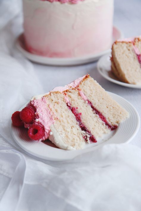 Vanilla Raspberry Cake, Vanilla Cake With Raspberry, Raspberry Buttercream Frosting, Homemade Vanilla Cake, Strawberry Vanilla Cake, French Vanilla Cake, Mom On Timeout, Moist Vanilla Cake, Cloud Cake