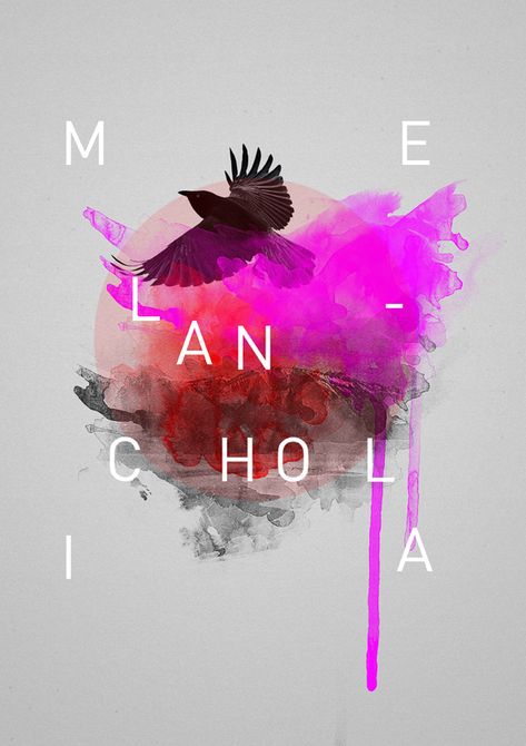 Melancholia by Carmelaine Antonio Typographic Poster, Poster Layout, Typography Inspiration, Japanese Design, Graphic Design Branding, Design Graphique, Art Deco Design, Pink And Black, Graphic Design Logo