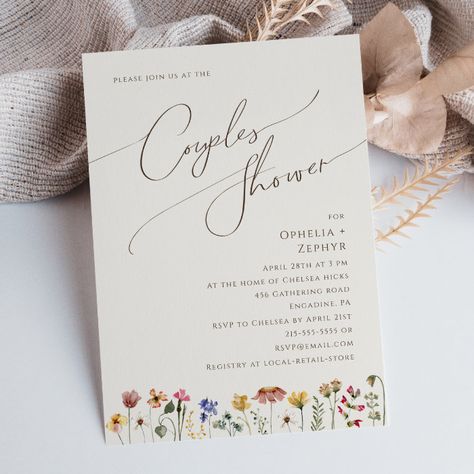 Engagement Party Simple, Couples Engagement Party, Watercolor Meadow, Couples Shower Invitation, Bright Wedding Colors, Summer Invitation, Wildflower Wedding Invitations, Colorful Invitations, Couples Shower Invitations