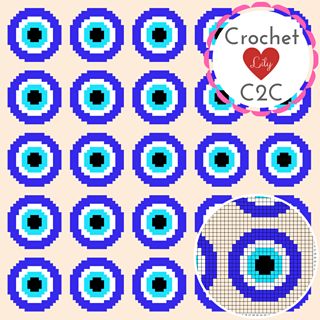 Eye Of Evil, C2c Blanket Pattern, Evil Eye Pattern, C2c Blanket, C2c Crochet Blanket, Color Graphing, The Evil Eye, Melty Beads, C2c Crochet