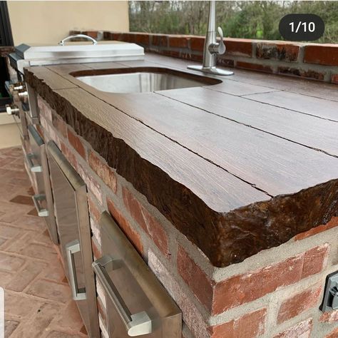 Concrete countertop Outdoor Counter, Concrete Countertop, Outdoor Room, Backyard Makeover, Concrete Countertops, Outdoor Rooms, New Kitchen, Countertops, Sweet Home