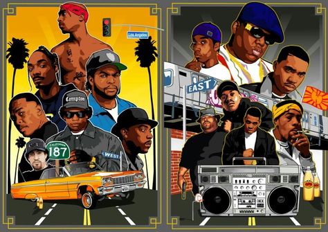 Westside and Eastside Hip Hop East Coast Hip Hop, Blk Art, History Of Hip Hop, 90s Rappers, Hip Hop Wallpaper, Mode Hip Hop, Hip Hop Classics, Hip Hop Artwork, Hip Hop Poster