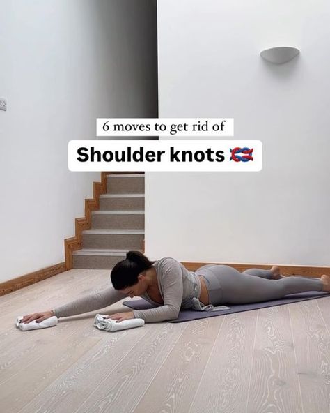 Emily Mouu on Instagram: "6 Moves to get rid of those knots in your shoulder blades 🪢 relieving shoulder and neck pain ✔️ + improving posture! 

A knot in the shoulder blade is a bundle of muscle fibers that have become tightened. This can be caused by a number of things, such as poor posture habits, repetitive motions, or even a lack of strength in the local area. The knot can cause pain in the shoulder and neck, as well as a decrease in range of motion. 

Add these simple moves using a towel into your daily routine and notice the shoulders moving more smoothly, your posture improving and pain symptoms lessening 🙌🏽

#shoulder #shoulderknots #tightshoulders #shouldermobility #shoulderpain #neckpain #techneck #posturecorrection" Knot In Shoulder Blade, Exercise For Shoulder, Shoulder Blade Pain, Diy Self Care, Improving Posture, Tight Shoulders, Floor Exercise, Tech Neck, Yoga Daily