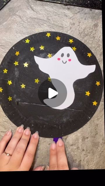 Home is where the art is on Instagram: "👻 ⭐️ This is one of my favourite halloween crafts! ⭐️ 👻 
Paint a paper plate black and then add star stickers. 
Make a simple ghost shape from white card stock - add a face (I wanted mine to be friendly!)
Tape your ghost onto a craft stick.
Make a cut along your plate and insert your ghost!! Now he can fly amongst the stars causing all sorts of mischief! 
#craft #crafts #craftideas #kidscrafts #preschoolcrafts #funcrafts #easycrafts #craftsforkids #preschoolathome #cutecrafts #toddlercrafts #easycraftsidea #preschoolactivities #toddleractivities #funcraftsathome #funcraftsforkids #halloweencrafts #halloweencraftsforkids #halloweencraftideas" Halloween Crafts Paint, Simple Ghost, Be Friendly, Preschool At Home, Halloween Crafts For Kids, Fun Crafts For Kids, Star Stickers, Home Is Where, Paper Plate