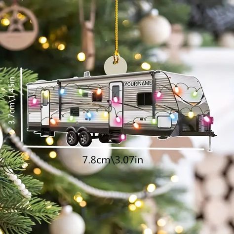 Creative Camper Backpack Hanging Ornament Pendant Acrylic Flat Christmas Tree Hanging Pendant Ornament - Temu Rv Christmas, Auto Party, Camper Christmas, Camping Ornaments, Name Christmas Tree, Flat Christmas Tree, Camping Christmas, Camper Ornament, Ornaments For Christmas Tree