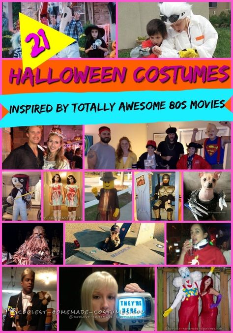 Coolest 1000+ Homemade Costumes You Can Make! Best 80s Halloween Costumes, 1980s Movies Costumes, 80s Themed Halloween Costumes, Iconic 80s Movies Costumes, 80 Movies Costumes Halloween, 80s Horror Movies Costumes, 80s Horror Costumes, 80s Movie Costumes Women, 80s Tv Show Costumes