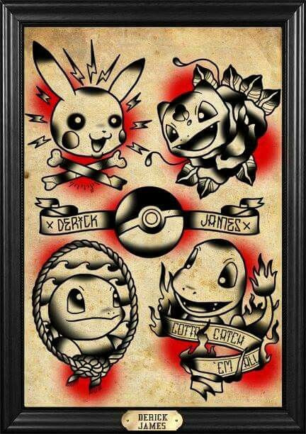 Old school Pokémon Pokemon Trad Tattoo, Pokémon Flash, James Tattoo, Pokemon Tattoos, Pokemon Tattoo, Tattoo Flash Sheet, Traditional Tattoo Art, Tattoo Flash Art, School Tattoo