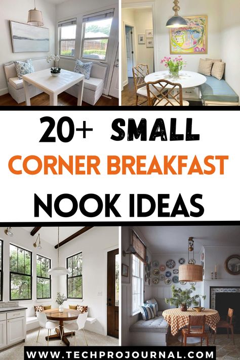 Looking to add cozy charm? Small corner breakfast nook ideas make a perfect spot for intimate meals in any small kitchen. These small corner breakfast nook ideas will help you create a welcoming, space-saving nook that fits perfectly in a corner! Sofa Breakfast Nook, Kitchen Corner Sofa Ideas, Kitchen Alcove Seating, Dining Booths In Homes Corner, Small Corner Table Kitchen, Corner Eating Nook Small Spaces, Small Nook In Kitchen, Corner Table In Kitchen, Corner Tables Kitchen