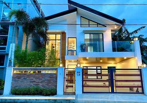 Modern 2 Storey House Design Philippines, Small House Gate, Modern House Philippines, House Philippines, Compound Design, Small House Design Philippines, Small House Blueprints, Philippines House Design, 2 Storey House Design