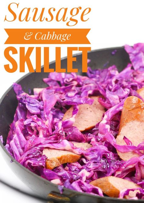 sausage and cabbage skillet Sausage Cabbage Skillet, Sausage And Cabbage Skillet, Purple Cabbage Recipes, Sausage Cabbage, Sausage And Cabbage, Cabbage Skillet, Kielbasa And Cabbage, Red Cabbage Recipes, Dinner Sausage