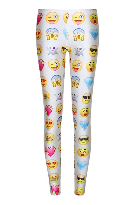 Colorful Emoji Print Leggings White Emoji, 3d Emoji, Emoji Clothes, Popular Leggings, Pants Print, Fitted Pants, Cheap Shoes Online, Yoga Legging, Pattern Leggings