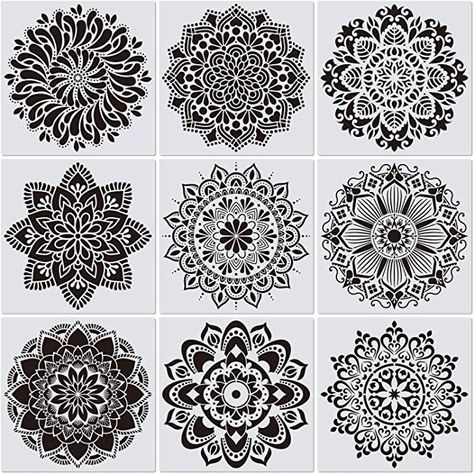 Hollow Drawing, Tiles Painting, Mandala Wall Stencil, Floor Ceramic, Large Mandala, Large Wall Stencil, Art Stencils, Stencil Painting On Walls, Drawing Template