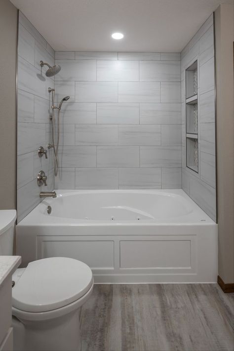 Large Tile Bathroom, Bathroom Tub Remodel, Large Shower Tile, Tub To Shower Remodel, Small Full Bathroom, Bathtub Shower Combo, Tub Remodel, Guest Bathroom Remodel, Full Bathroom Remodel