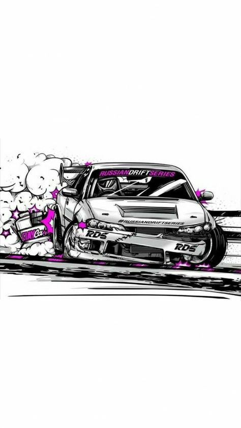 Drifting Cars Drawing, Cool Car Wallpapers 4k, Jdm Car Drawings, Car Artwork Wallpaper, Car Drifting, Jdm Drift, Car Drift, Jdm Wallpaper, Cool Car Drawings