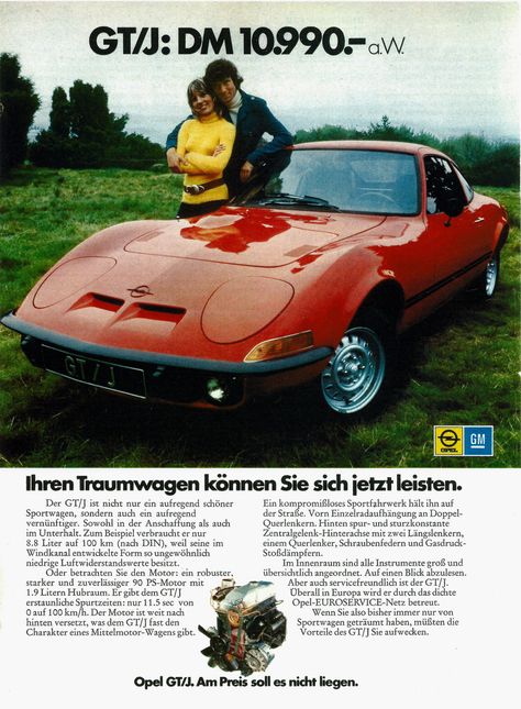 Opel Gt, Buick Cars, Retro Advertising, Weird Cars, Old Bikes, Car Advertising, Sports Car Racing, Car Posters, German Cars